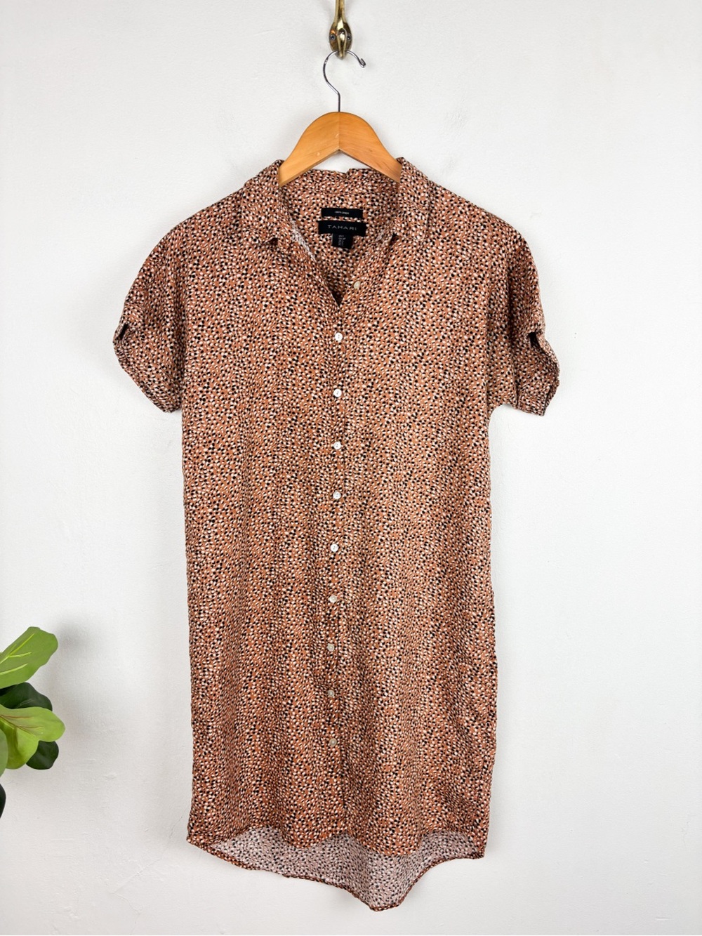 Tahari 100% Linen Button Down Dress Sz S